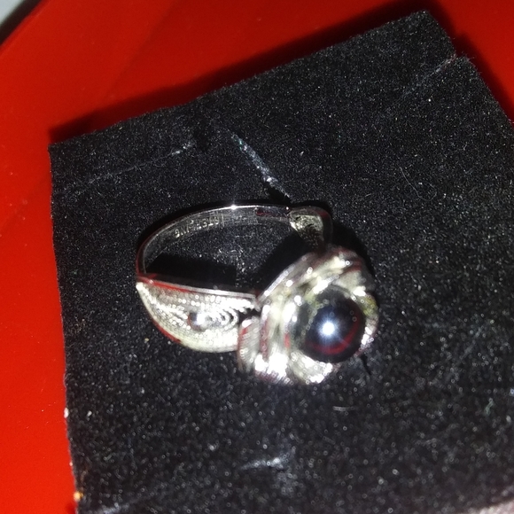 Sterling 925 Flower Ring AKOYA BLACK PEARL - Picture 8 of 8